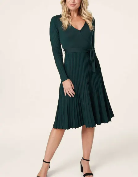 Annick - Adelina Dress Knit Pleated Skirt Crossover Top