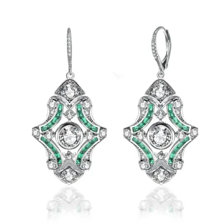 Genevive Boucles d'oreilles à levier en argent sterling plaqué or blanc avec oxyde de zirconium coloré