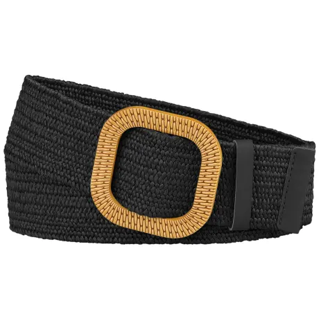 Allegra K- Ceinture tissée extensible rétro taille large boucle carrée