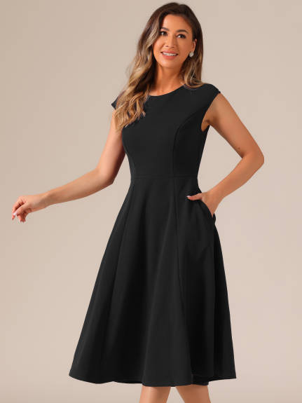 Allegra K - Elegant Cinched Waist A-Line Dress