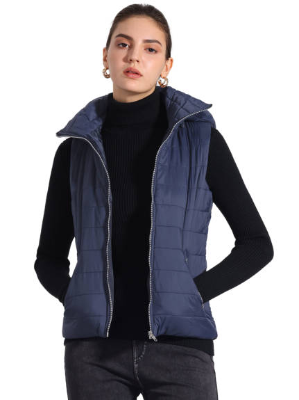 INSPIRE CHIC - Sleeveless Quilted Winter Hoodie Vest