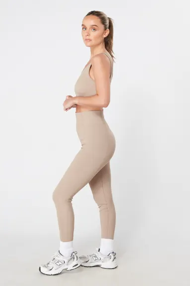 Twill Active Ribbed Legging - MOCHA