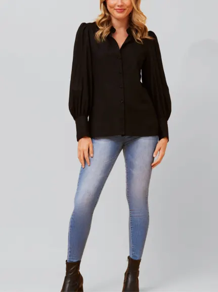 Annick - Maxine Shirt Fitted Long Puffy Sleeves Solid