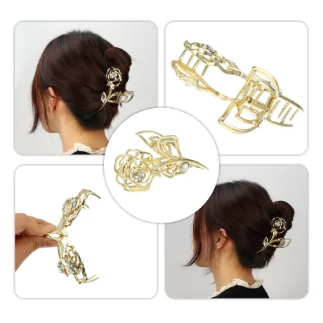 Unique Bargains - Flower Shaped Elegant Metal Hair Claws