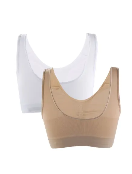 Allegra K- Removable Pads Seamless Wirefree Sleep Vest Top Bra