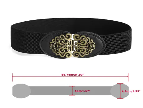 Allegra K- Ceinture élastique à boucle emboîtable en métal