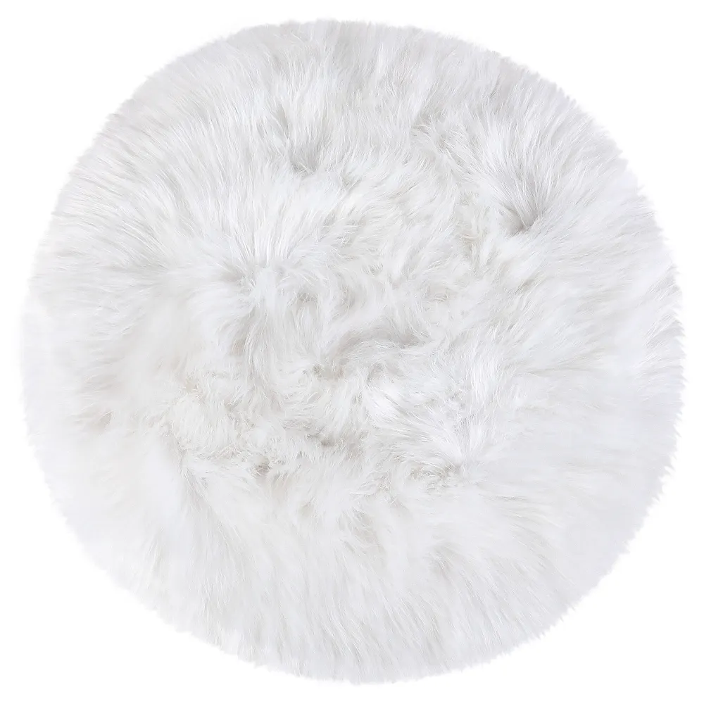 PiccoCasa- Faux Fur Round Fluffy Area Rugs 2 x 2 Feet