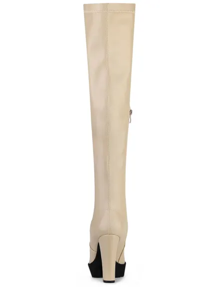 Allegra K - Chunky Heel Over Knee High Boots