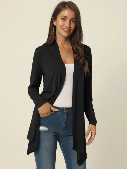 Allegra K- Cardigan ouvert à l’avant drapé