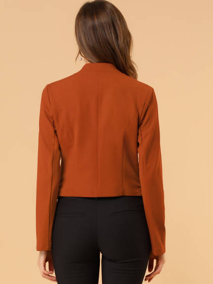 Allegra K- Suit Collarless Cropped Blazer Jacket