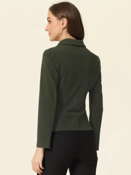 Allegra K- Lapel Collar Stretchy Jacket Suit Blazer