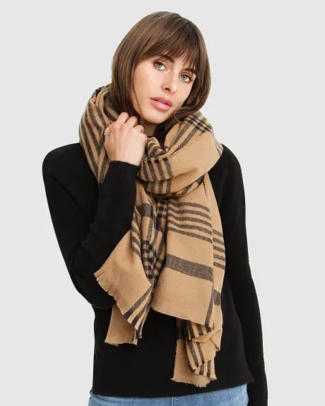 Panorama Check Scarf - Camel