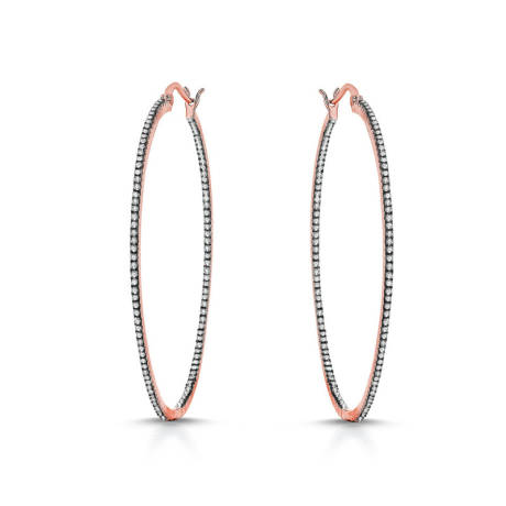 Rachel Glauber Two-Tone with Colored Cubic Zirconia Slim Large Hoop Earrings