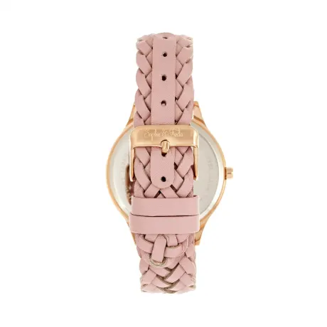 Sophie and Freda - Montre Tucson avec bracelet en cuir et cristaux Swarovski - Or/Corail