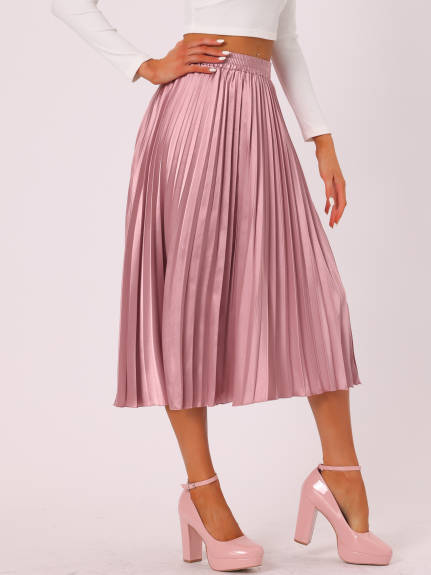 Allegra K - Elastic Waist Accordion Pleated Midi Skirt