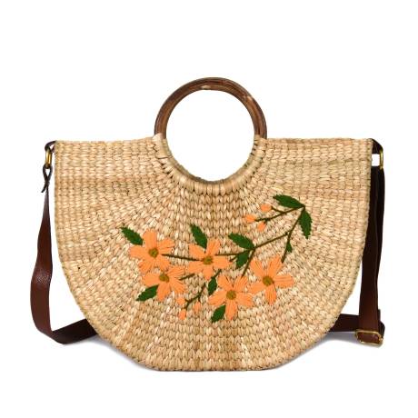 Aaron Leather Goods-Nature Nest Shopper Handwoven Embroidered Handbag