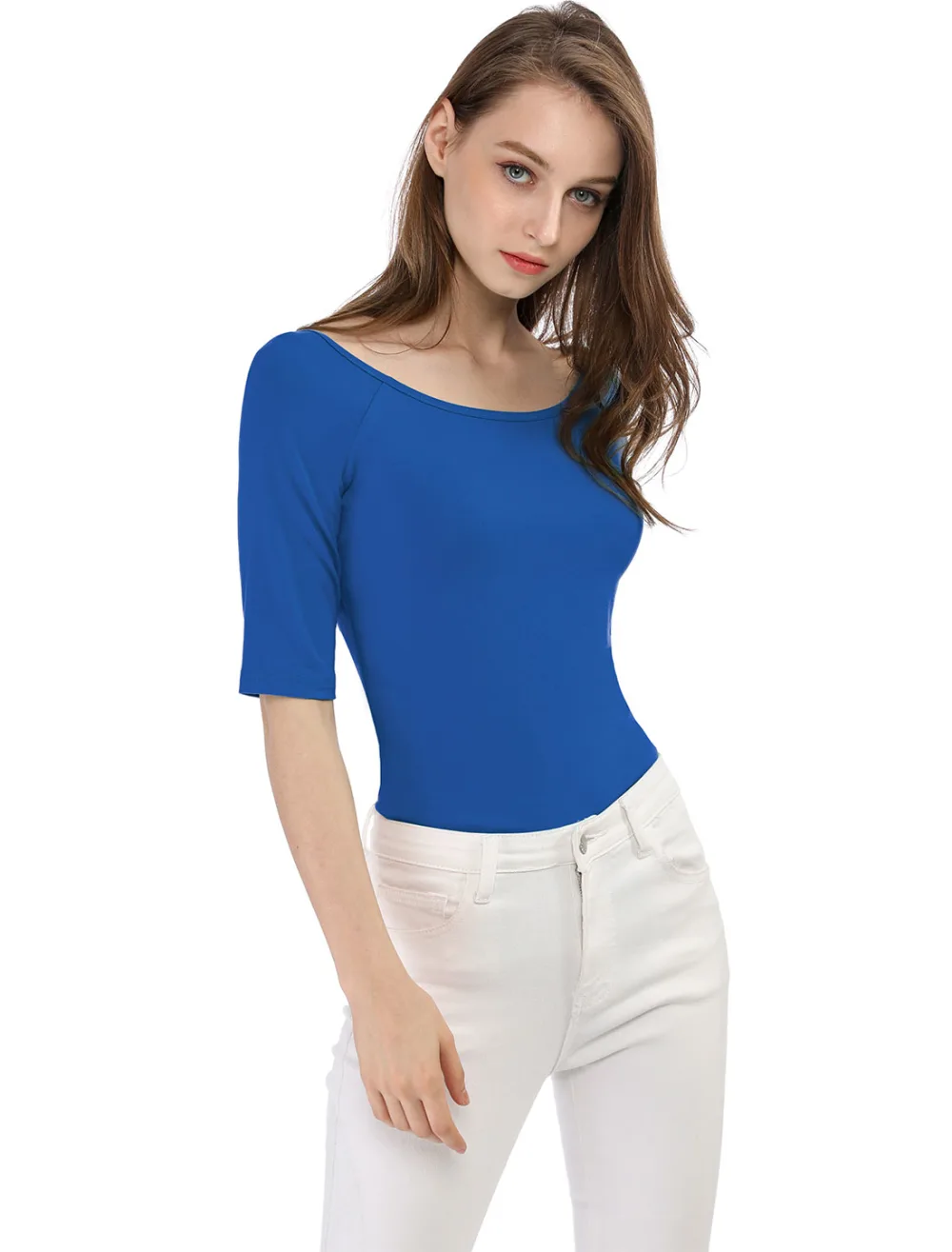 Allegra K- Half Sleeves Fitted Layering T-Shirt