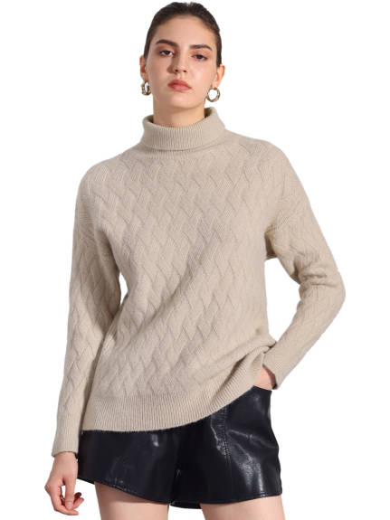 Allegra K - High Neck Ribbed Pullover Sweater