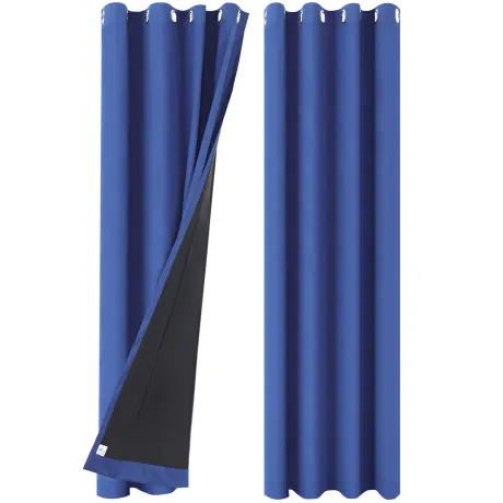 PiccoCasa- 100% Blackout Waterproof Grommet Curtains with Black Liner, 2 Panels Set 52 x 84 Inch