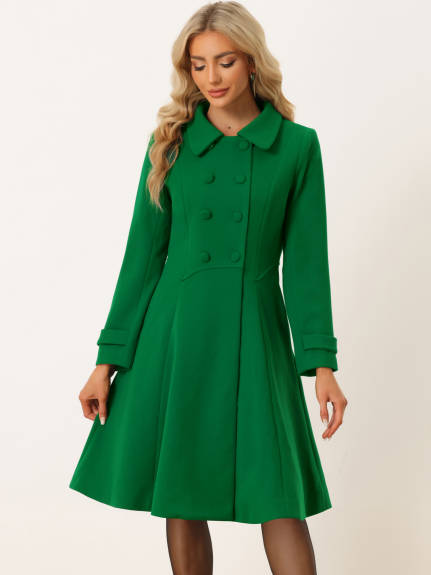 Allegra K - Elegant Lapel Collar Swing Overcoat