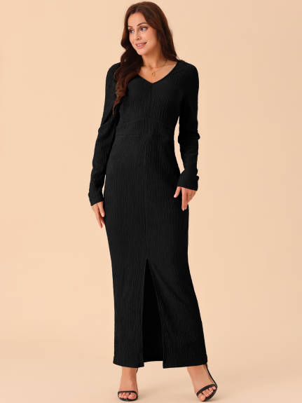 Allegra K - Split Hem Maxi Party Knit Dress