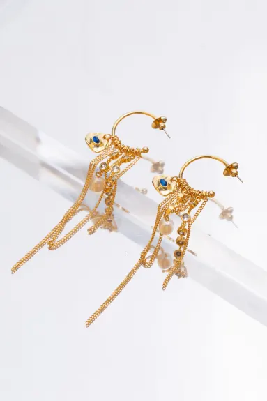 Boucles d'oreilles Iris Gold Radiant Reverie Gemstone Cascade - Rose vif