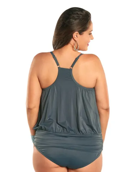 Always for Me - Plus Size Luxury Racerback Tankini Top With Matching Tankini Bottom