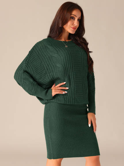 Allegra K - Batwing Sleeve Sweater Pullover Dress