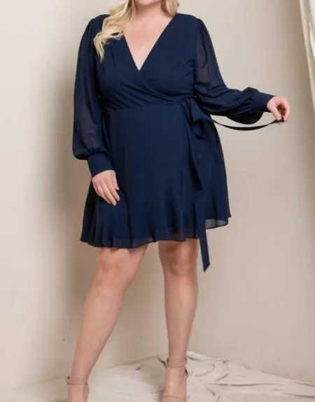 SOIEBLU - Long Sleeve Wrap Dress