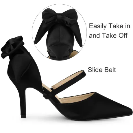 Allegra K - Pointed Toe Bow Decor Stiletto Heel Pump