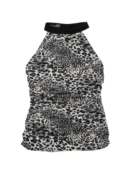 Allegra K- Animal Print Halter Neck Slim Fit Ruched Tank Top