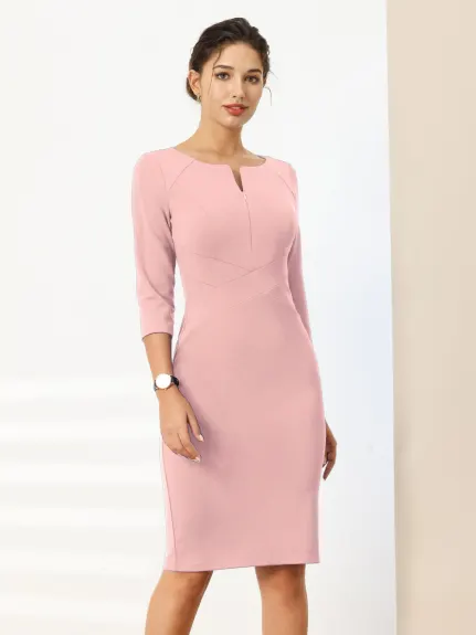 Hobemty- Zipper Neck Pencil Sheath Dress