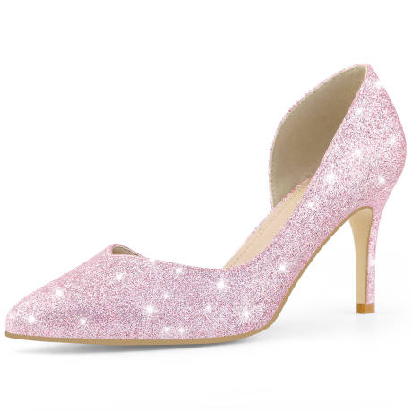 Allegra K - Glitter Pointed Toe Stiletto Heel Pump