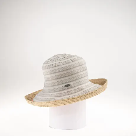 Canadian Hat 1918 - Rucco - Cloche W Stripes And Straw Brim