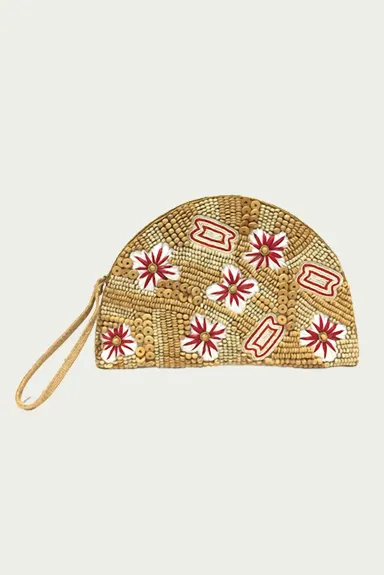 ETHNiQUE - Flora Raffia Beaded Wristlet