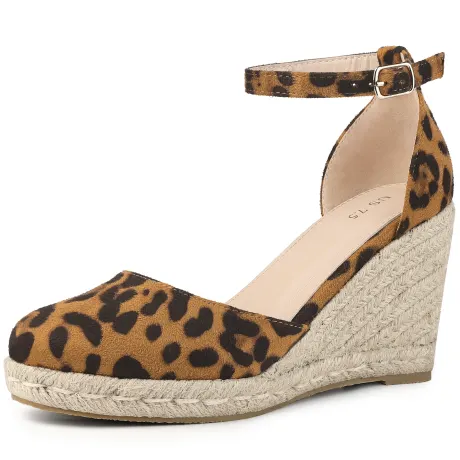 Allegra K - Espadrilles Closed Toe Printed Wedge Sandals