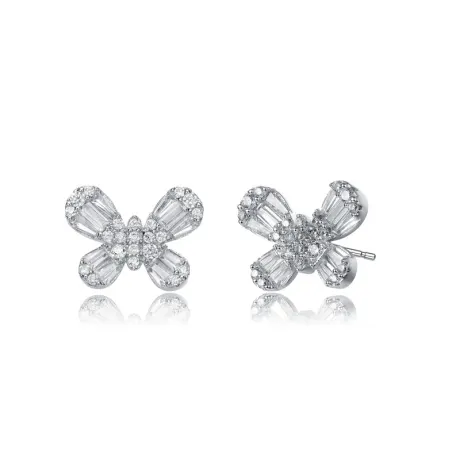 Genevive Boucles d'oreilles papillon en argent sterling avec baguette colorée et oxyde de zirconium