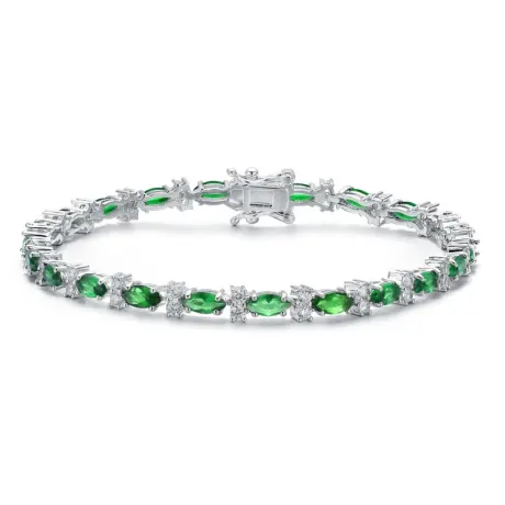 Genevive Sterling Silver with 3mm Coloured Cubic Zirconia Tennis Bracelet