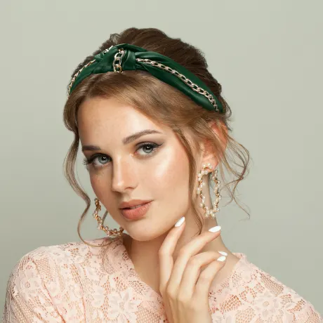 Unique Bargains - PU Leather Chain Decor Cross Knot Headbands