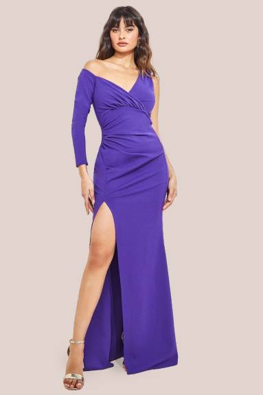 Goddiva - One Shoulder Front Split Scuba Maxi