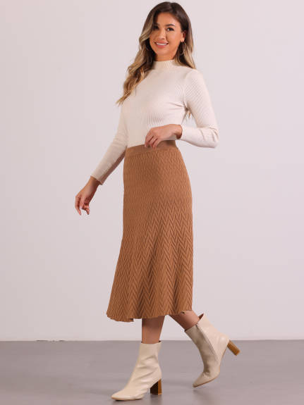 Allegra K - High Waist A-Line Stretchy Knit Skirt