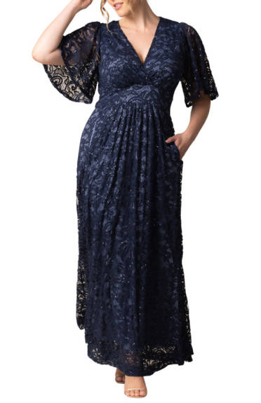 Kiyonna Luminous Sequin Lace Long Gown (Plus Size)