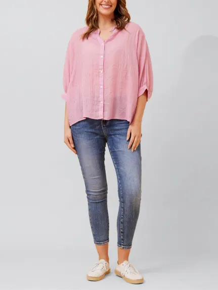 Annick - Roxanne Oversized Semi-Sheer Shirt Blouse Solid