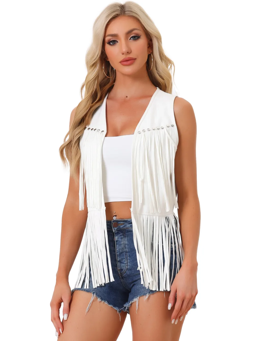 Allegra K- Fringe ouvert devant gland Cardigan