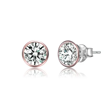 Genevive Sterling Silver with Clear Cubic Zirconia Stud Earrings