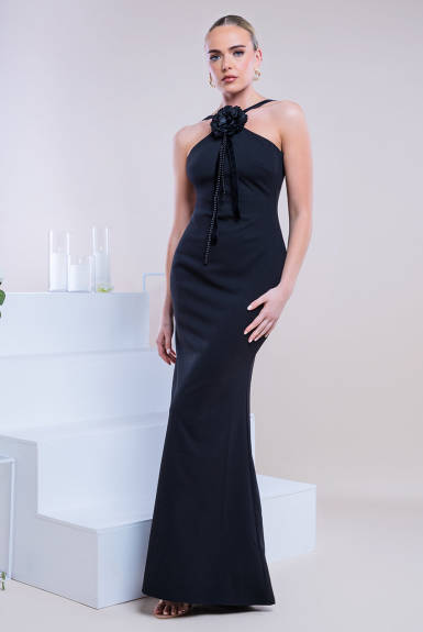 Goddiva - Racer Neck Corsage Scuba Maxi