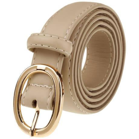 Allegra K- Faux Leather Belt with Gold Buckle