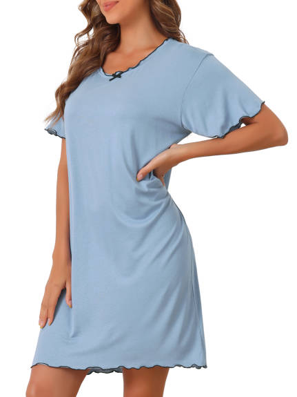 Cheibear - Soft Ruffled Short Sleeve Nightgown