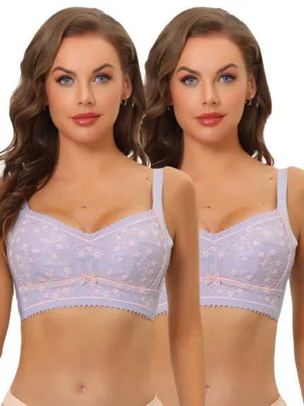 Allegra K- Wirefree Lace Padded Bra Pack, Light Purple