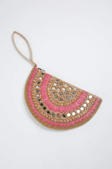 ETHNiQUE - Sandia Raffia Clutch Wristlet Bag